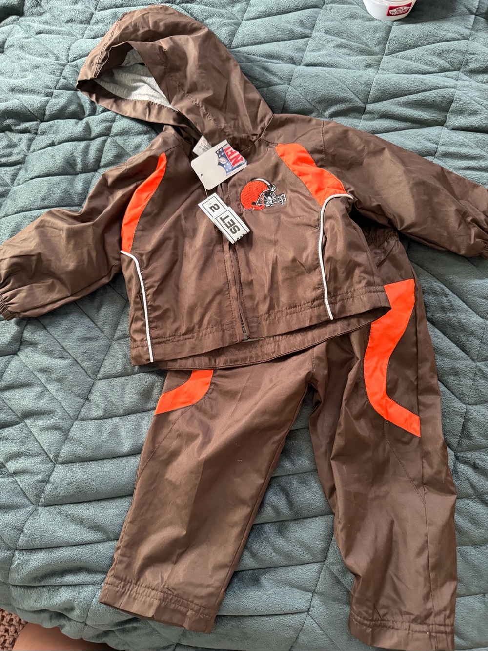 Kids Brown and Orange Hooded Jacket & Pants Set - Team Style